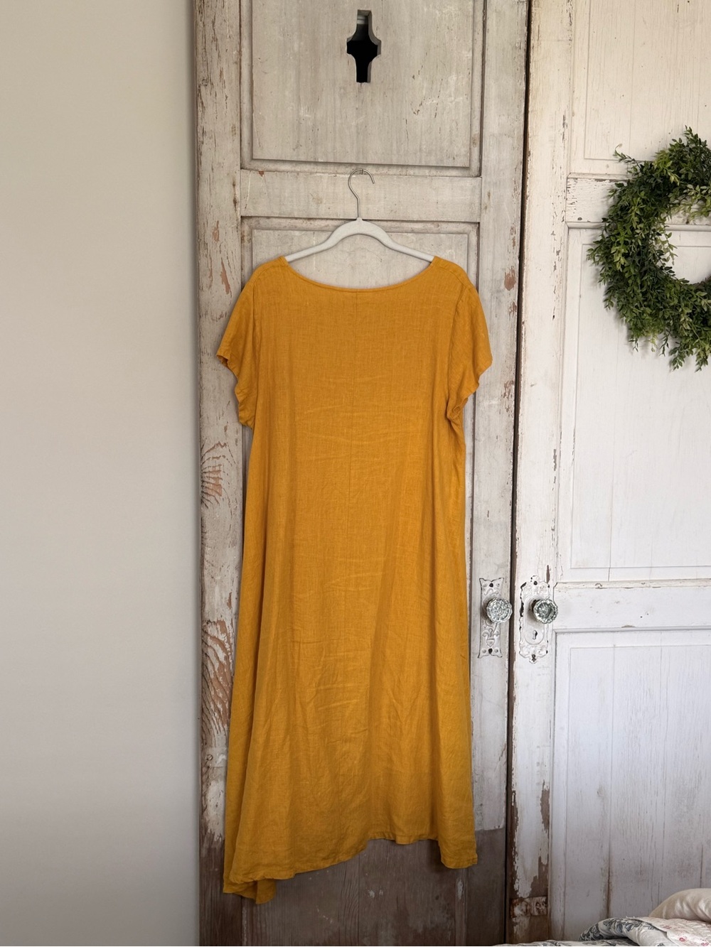 Bryn Walker Marina Linen Dress Small Mustard Yellow Short Sleeve